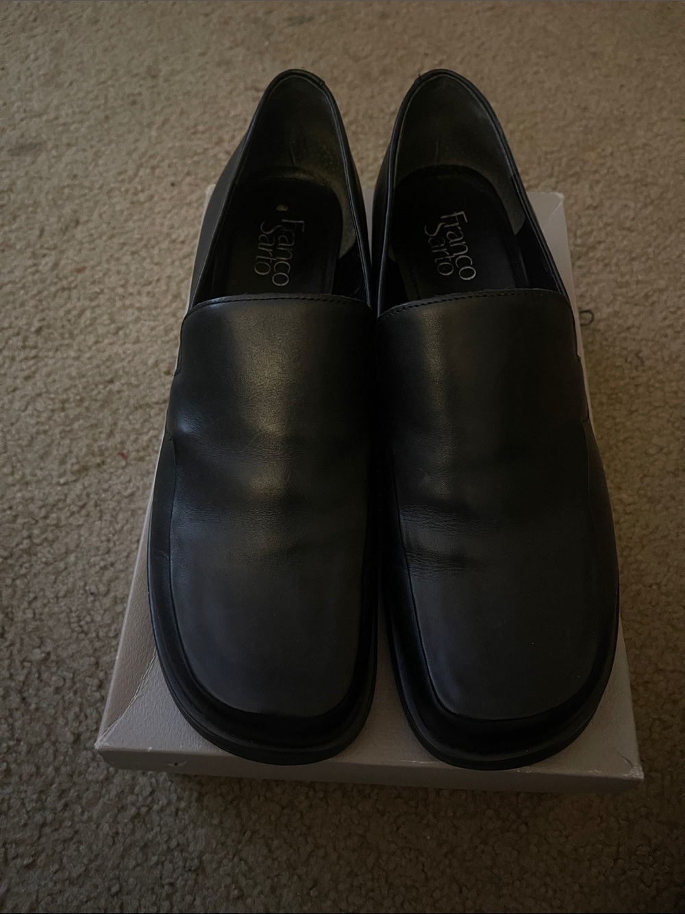 Franco Sarto Black Leather Slip-On Loafers